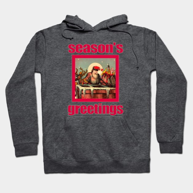 Season's Greetings Santa's Chimney Hoodie by Jan4insight TeeStore